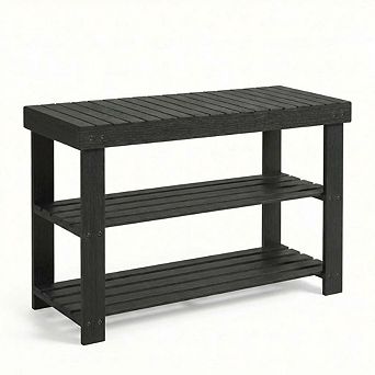 Wood Shoe Rack Bench Storage Organizer Shelving for Entryway Hallway