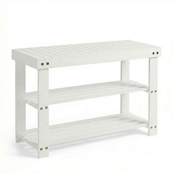 Wood Shoe Rack Bench Storage Organizer Shelving for Entryway Hallway