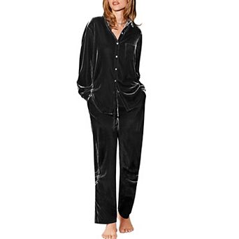 Ekouaer Velour Track Suits for Womens Long Sleeve Pajama Set Casual Two Piece Loungewear