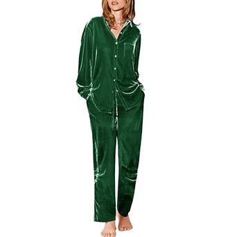 Ekouaer Velour Track Suits for Womens Long Sleeve Pajama Set Casual Two Piece Loungewear