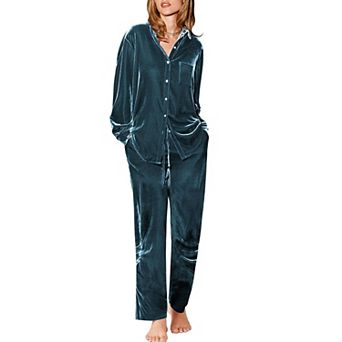 Ekouaer Velour Track Suits for Womens Long Sleeve Pajama Set Casual Two Piece Loungewear