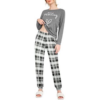 Ekouaer Womens Pajama Sets Long Sleeve Print Sleepwear Pajamas Pullover Tops Joggers Pants