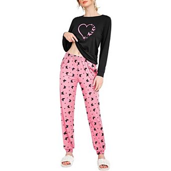 Ekouaer Womens Pajama Sets Long Sleeve Print Sleepwear Pajamas Pullover Tops Joggers Pants