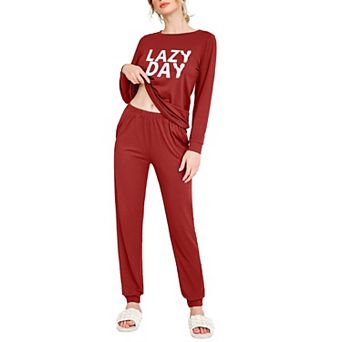 Ekouaer Womens Pajama Sets Long Sleeve Print Sleepwear Pajamas Pullover Tops Joggers Pants