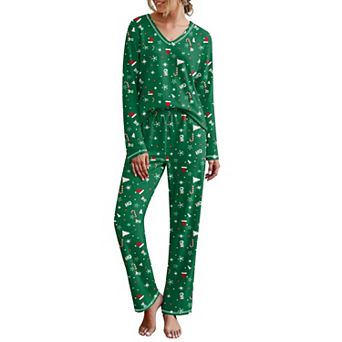 Ekouaer Womens Two Piece Pajamas Fuzzy Fleece Sleepwear Set Long Sleeve Outfits Fall Loungewear
