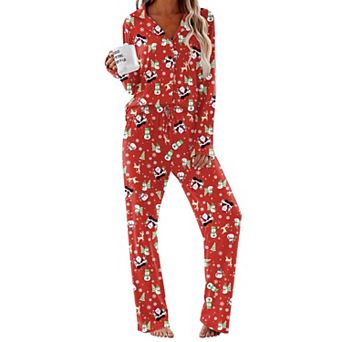 Ekouaer Womens Pajamas Set Long Sleeve Sleepwear Button Down Pajamas Two Piece with Long Pants