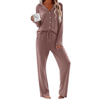 Ekouaer Womens Pajamas Set Long Sleeve Sleepwear Button Down Pajamas Two Piece with Long Pants