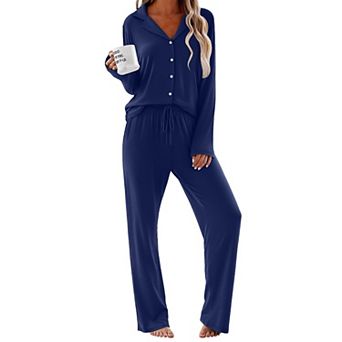 Ekouaer Womens Pajamas Set Long Sleeve Sleepwear Button Down Pajamas Two Piece with Long Pants