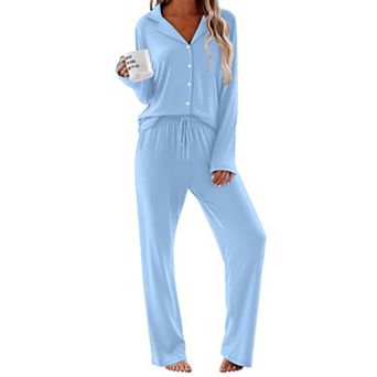 Ekouaer Womens Pajamas Set Long Sleeve Sleepwear Button Down Pajamas Two Piece with Long Pants