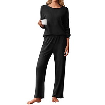 Ekouaer Comfy Pajamas Set Housewear Suit Casual Sleepwear Soft Loungewear