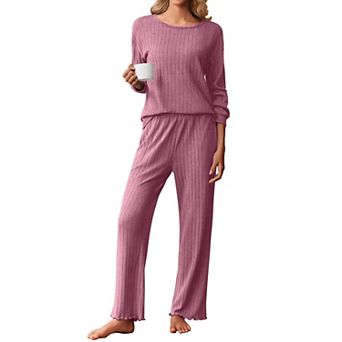 Ekouaer Womens Two Piece Pajama Set Long Sleeve Top and Pants Soft Loungewear