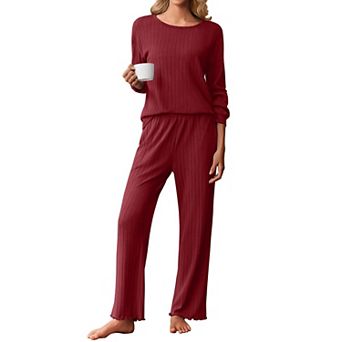 Ekouaer Comfy Pajamas Set Housewear Suit Casual Sleepwear Soft Loungewear