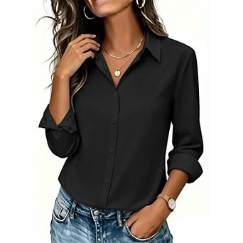 Zeagoo Womens Button Down Shirt Classic Fit Dress Shirt Work Business Casual Long Sleeve Blouse Tops