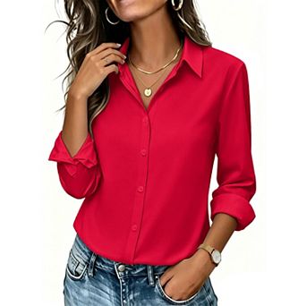 Zeagoo Womens Button Down Shirt Classic Fit Dress Shirt Work Business Casual Long Sleeve Blouse Tops