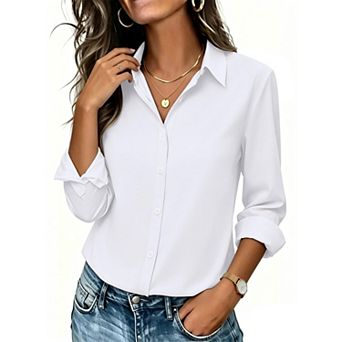 Zeagoo Womens Button Down Shirt Classic Fit Dress Shirt Work Business Casual Long Sleeve Blouse Tops