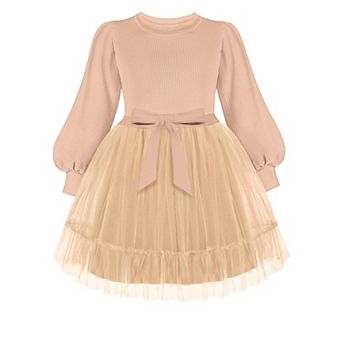 Arshiner Toddler Sweater Tulle Dress Long Sleeves Fall Winter Tutu Party Formal Holiday Christmas