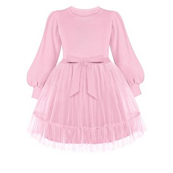 Arshiner Toddler Sweater Tulle Dress Long Sleeves Fall Winter Tutu Party Formal Holiday Christmas