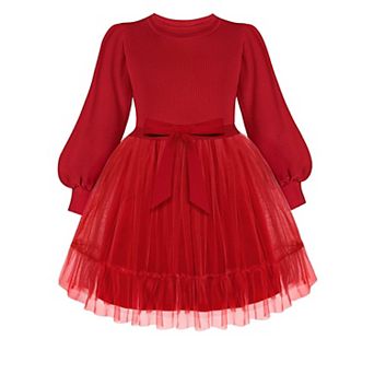 Arshiner Toddler Sweater Tulle Dress Long Sleeves Fall Winter Tutu Party Formal Holiday Christmas