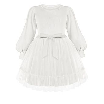Arshiner Toddler Sweater Tulle Dress Long Sleeves Fall Winter Tutu Party Formal Holiday Christmas