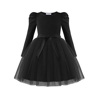 Arshiner Girls Gigot Long Sleeve Belted Tulle Tutu Princess Fall Winter Dress