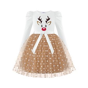 Arshiner Girls Gigot Long Sleeve Belted Tulle Tutu Princess Fall Winter Dress