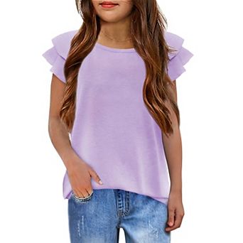 Arshiner Girls T-Shirt Shirts Soft Flatter Sleeve Crewneck Summer Clothes