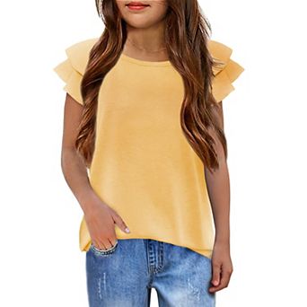 Arshiner Girls T-Shirt Shirts Soft Flatter Sleeve Crewneck Summer Clothes