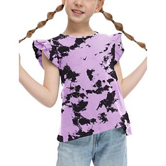 Arshiner Girls Short Sleeve T Shirt Cute Flying Sleeves Summer Casual Blouse Tunic Tops