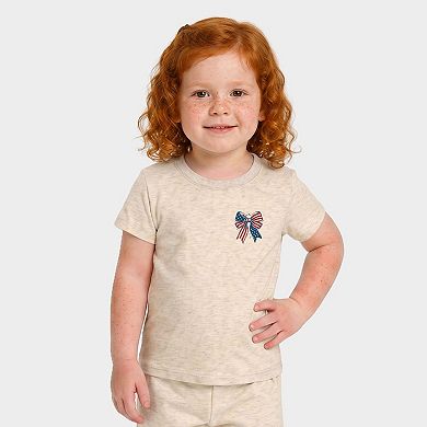 Patriotic Bow Stars - Toddler Crew Shorts Set