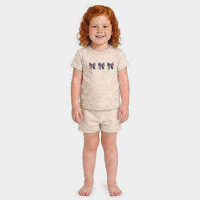 Patriotic Bows Row - Toddler Crew Shorts Set