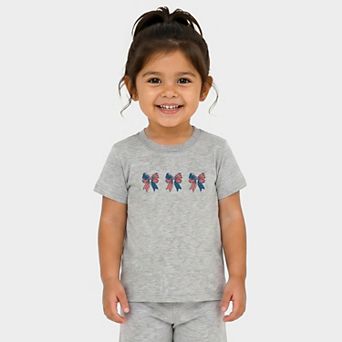 Patriotic Bows Row - Toddler Crew Shorts Set