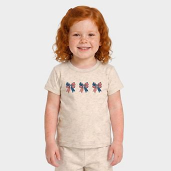 Patriotic Bows Row - Toddler Crew Shorts Set