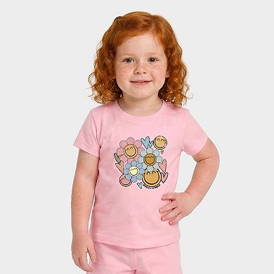 SmileyWorld Flower Smiley Face - Toddler Crew Shorts Set
