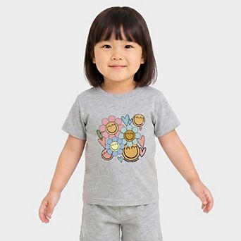 SmileyWorld Flower Smiley Face - Toddler Crew Shorts Set