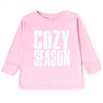 Cozy Season Block Distressed White - Toddler Long Sleeve Graphic Tee