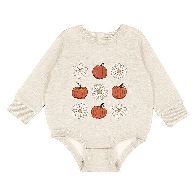 Pumpkin Daises Checkered - Infant Fleece BodySuit