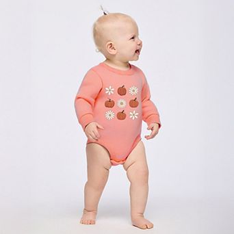 Pumpkin Daises Checkered - Infant Fleece BodySuit