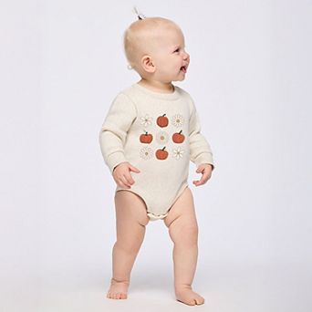 Pumpkin Daises Checkered - Infant Fleece BodySuit
