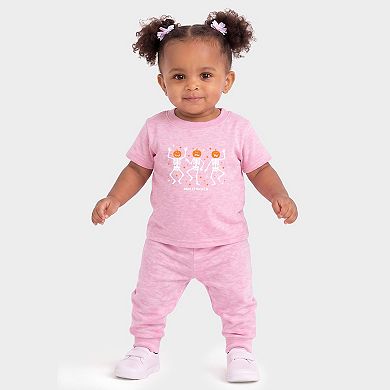SmileyWorld Dancing Skeleton Pumpkins - Infant Jogger Pant Crew Set