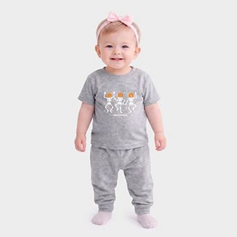 SmileyWorld Dancing Skeleton Pumpkins - Infant Jogger Pant Crew Set
