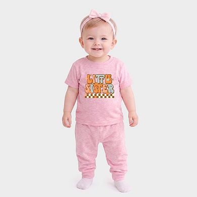 Little Sister Checkered - Infant Jogger Pant Crew Set