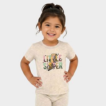Little Sister Lightning Bolt - Toddler Crew Shorts Set