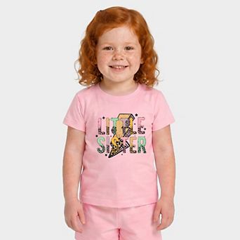 Little Sister Lightning Bolt - Toddler Crew Shorts Set