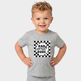 Rad Little Dude Checkered - Toddler Crew Shorts Set