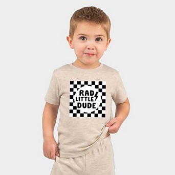 Rad Little Dude Checkered - Toddler Crew Shorts Set