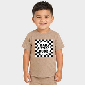 Rad Little Dude Checkered - Toddler Crew Shorts Set