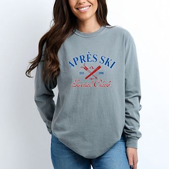Apres Ski Social Club - Women's Garment Dyed Long Sleeve Graphic T-Shirt