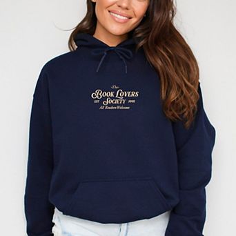 Embroidered Book Lovers Society - Women's Graphic Hoodie