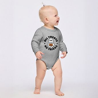 All Treats No Tricks Ghost Glitter - Infant Fleece BodySuit