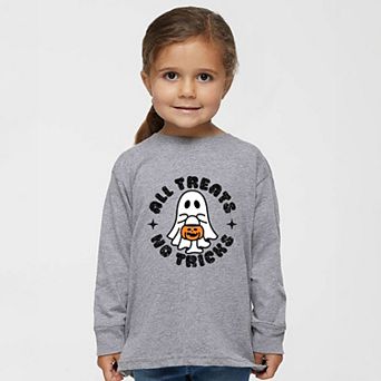 All Treats No Tricks Ghost Glitter - Toddler Long Sleeve Graphic Tee